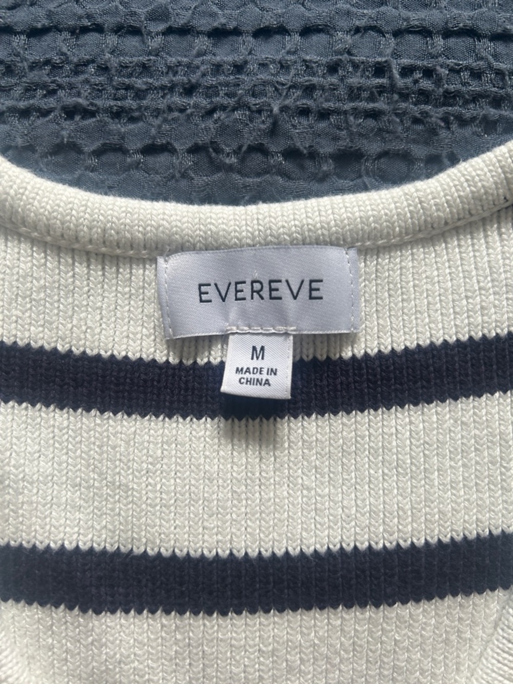Evereve white & Navy Striped V-Neck Button Knit Vest - Picture 2 of 3
